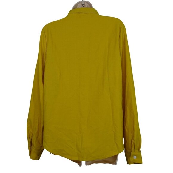 Yellow Gold Long Sleeve Collared Button Up Shirt Women Size L Casual Work - Picture 4 of 10